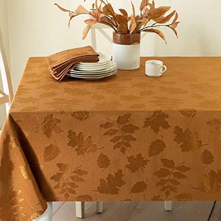 Benson Mills Harvest Legacy Damast-Tischdecke für Herbst, Ernte und Erntedankfest, (Bernstein-Bronze, 152,4x213,4 cm, rechteckig) – Bild 2