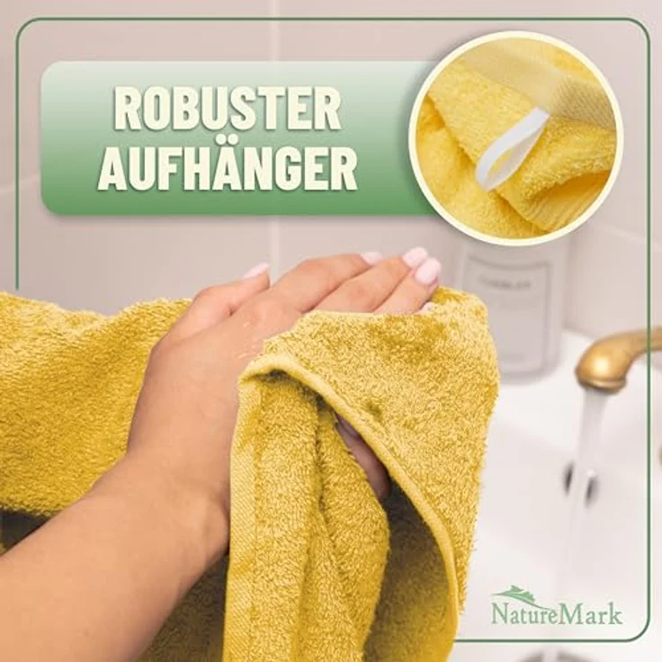 GREEN MARK Textilien 10 TLG. FROTTIER Handtuch-Set mit verschiedenen Größen 4X Handtücher, 2X Duschtücher, 2X Gästetücher, 2X Waschhandschuhe | Farbe: Gelb | Premium Qualität – Bild 7