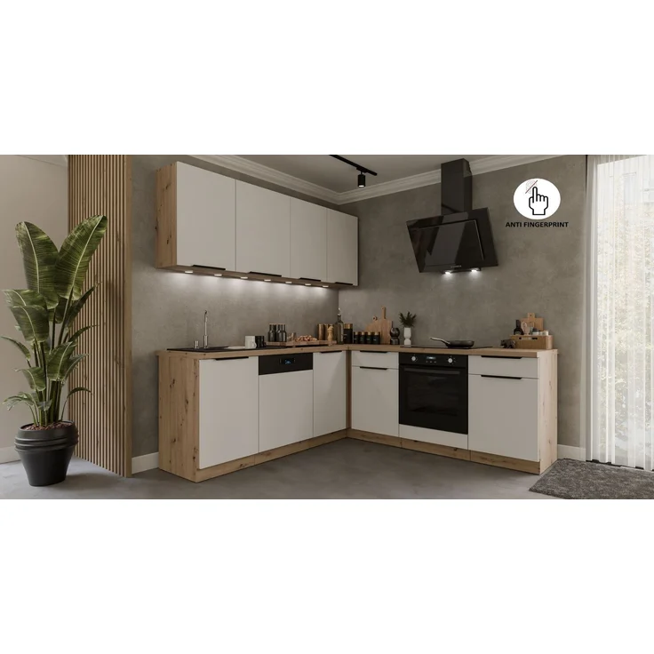 Winkelküche ARIA K-AR ECKE 1 - 215 x 220 + 120 cm Anti Fingerprint Küchenzeile Küchenblock Singleküche Einbauküche Küche Eckküche – Bild 3
