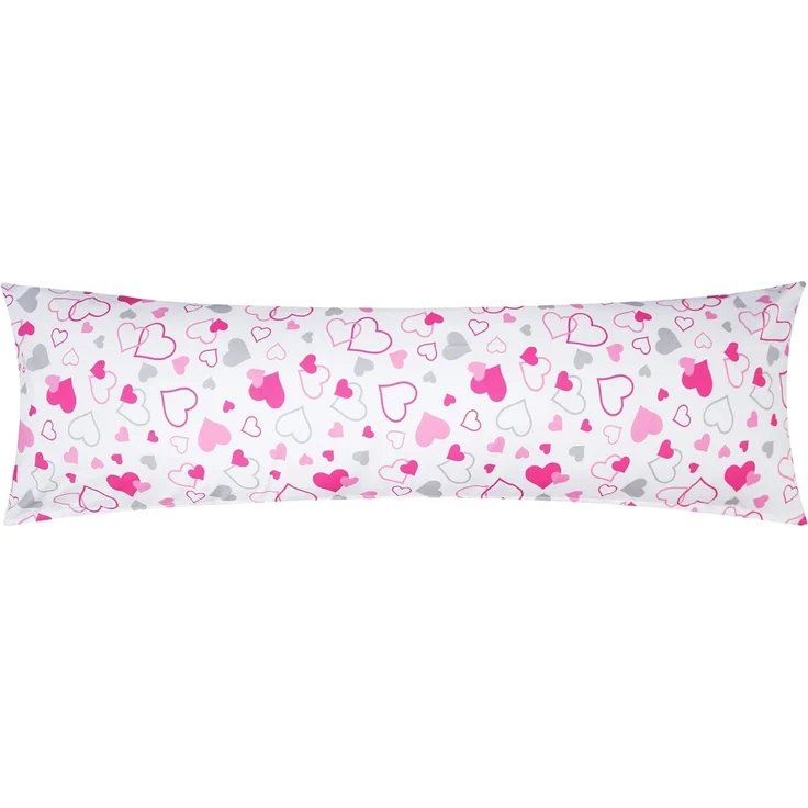 Heubergshop Seitenschläferkissenbezug, (1 Stück), 40x145cm Reißverschluss lange Seite kleine und große Herzen (KY-550-1) – Bild 1