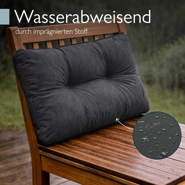 Beautissu Sitzkissen Flair LK Loungekissen, 50x40x12cm, Anthrazit, Rückenkissen, Outdoor, Für Gartenmöbel, Schmutz und Wasser abweisendes Material – Bild 4