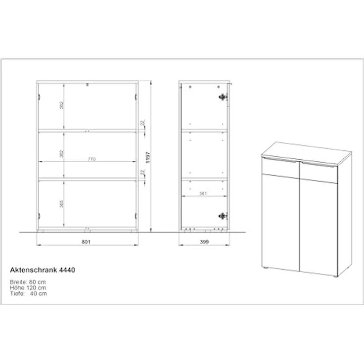 Germania GW-OVIEDO Aktenschrank 4440, Kaschmir/Lindberg-Eiche-Nb, 80 x 120 x 40 (BxHxT) – Bild 4