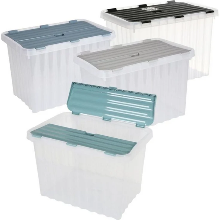 Wellenboxen 88L 60x45x45cm Deckel Transparent Aufbewahrung Spielzeugkiste – Bild 1