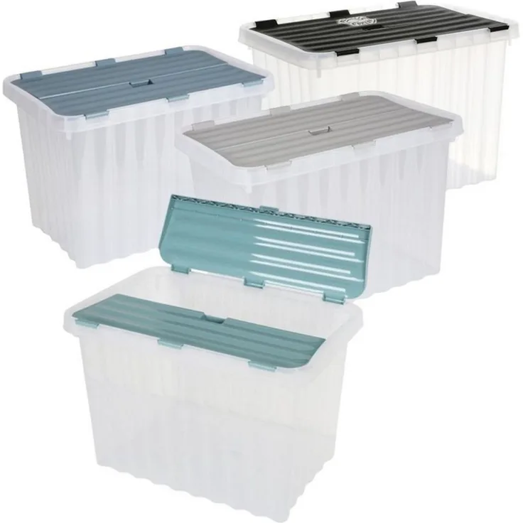 Wellenboxen 88L 60x45x45cm Deckel Transparent Aufbewahrung Spielzeugkiste