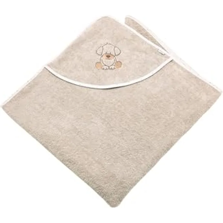 Sterntaler Kapuzenbadetuch 100x100 cm Hund Lucky - Badetuch mit Stickerei auf der Kapuze - Babybadetuch mit Kapuze aus saugfähiger Baumwolle, Sand