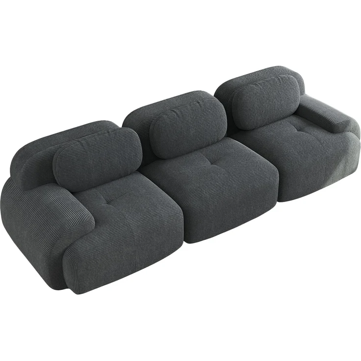 EINHOM 3-Sitzer-Sofa aus Premium-Cordstoff, Rahmenloses Sofa, modular kombinierbar, rutschfest, ohne Montage, ergonomische Armlehnen und hochelastische Polsterung für Wohnzimmer und Schlafzimmer, Grey – Bild 6