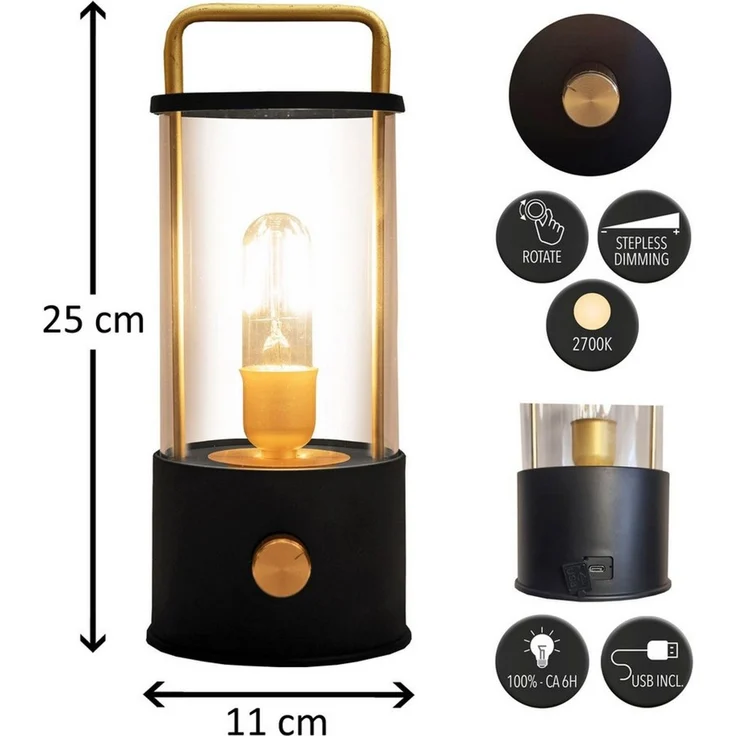Coen Bakker Deco BV LED Außen-Tischleuchte Tischlampe Dimmbar Akku In-/Outdoor IP44, Stufenlos dimmbar, LED fest verbaut – Bild 3