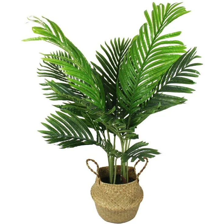 Kunstpalme künstliche Palme 90 cm mit Seegraskorb künstliche Pflanze Palme, Arnusa, Höhe 90 cm, wie echt mit stilvollen Übertopf – Bild 1