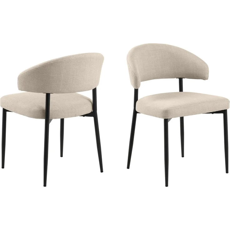 Polsterstuhl >Edina< (2er-Set) in Beige, Polyester,Stahl - 56x77x55cm (BxHxT) – Bild 1