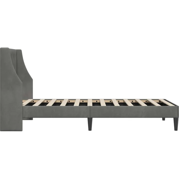 vidaXL Bettrahmen mit Kopfteil Dunkelgrau 100 x 203 cm Samt 42027462 – Bild 5