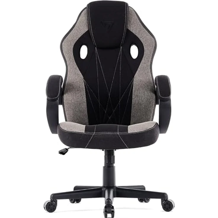 SENSE7 Gaming Stuhl Prism, ergonomischer Gaming Sessel, Gaming Chair mit Wippfunktion, Gepolsterte Armlehnen, Stoff Bürostuhl bis 120kg, PC Stuhl Schwarz-Grau – Bild 8