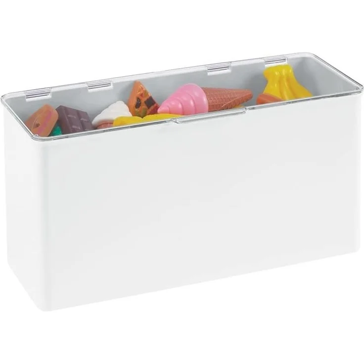 Ordnungsbox Plastikbox + Deckel Organizer mDesign stapelbar weiß/transparent – Bild 4