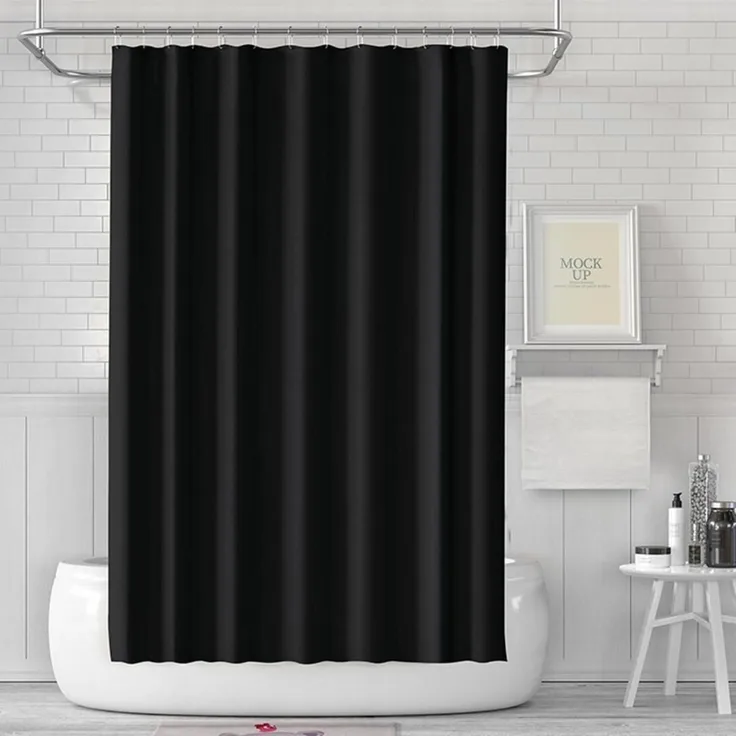 Duschvorhang 180x200 Schwarz Wasserdicht Anti-schimmel, Waschbar PEVA Curtain