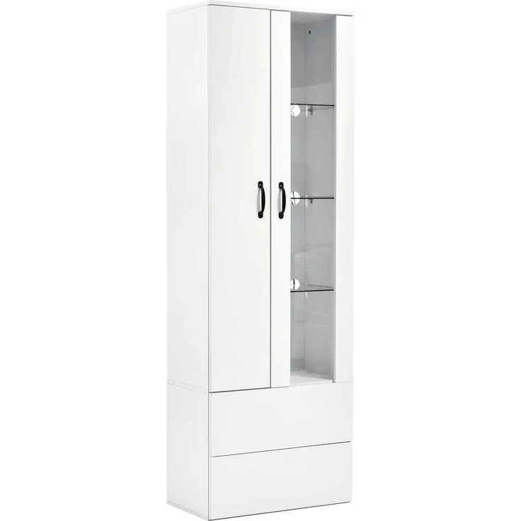 ZUBALIYA Hängeschrank (59,5 x 35 x 182 cm), 2 Türen, LED - Beleuchtung, Stauraum für Wohnbereich, Küche oder Bad entsprechend dem Aufstellort, Weiß – Bild 10