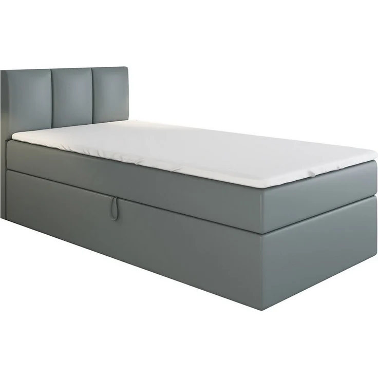 A&J MöbelLand GmbH Boxspringbett Einzelbett NASI mit Bettkasten, Topper und gepolstertem Kopfteil. (Boxspringbett mit Bettkasten und gepolstertem Kopfteil. Gratis Topper – nur jetzt erhältlich!, Kostenlose Lieferung! TOP ANGEBOT), Länge 208 cm Höhe 106 cm – Bild 5