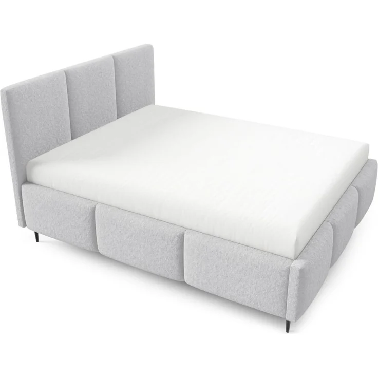 Polsterbett Schlafzimmerbett MIAMI Komplettset 180x200 cm in Stoff Lambi Hellgrau – Bild 2