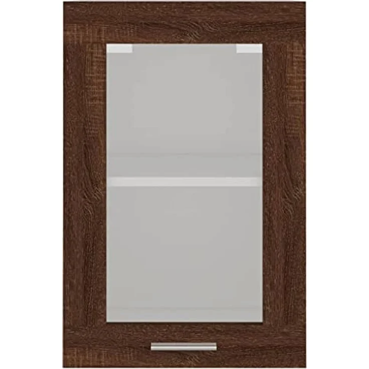 vidaXL Hängeschrank mit Glastür, Küchenschrank mit viel Stauraum, Wandmontage Einbauküche Schrank, Modern, Braun Eichen Optik Holzwerkstoff – Bild 6