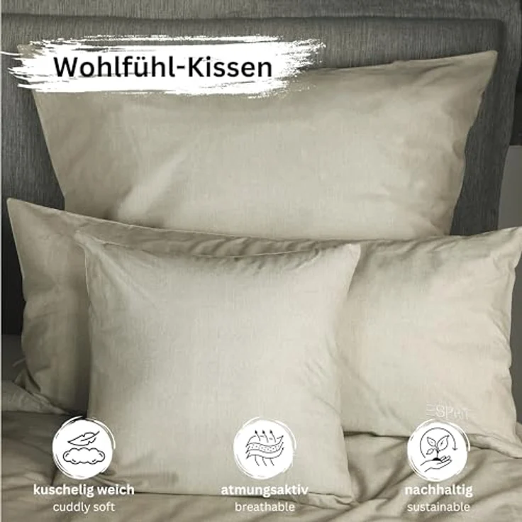 Esprit Bettwäsche HARP Renforcé Kissenbezüge und Bettwäsche, Baumwolle, 2 teilig, 40x80 cm 2er Pack in Grau – Bild 8