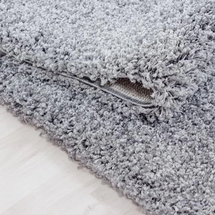 Carpetsale24 Shaggy Hochflor Teppich 60x110 cm Hellgrau weich flauschig modern einfarbig Für Flur oder kleine Räume für Wohnzimmer Schlafzimmer Flur – Bild 4
