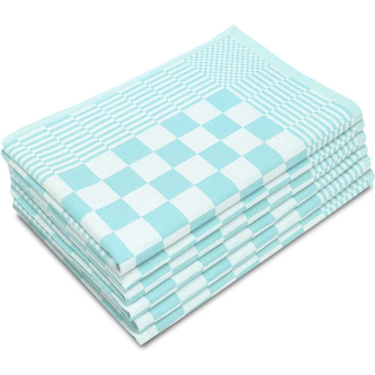 ZOLLNER 6er Set Geschirrtücher, 65x65 cm, 100% Baumwolle, mint kariert – Bild 1