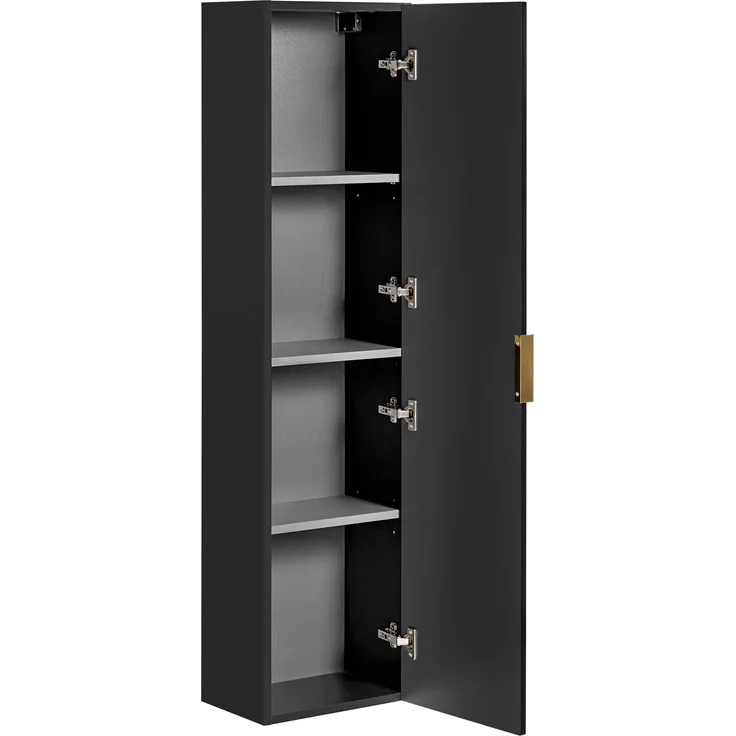 Hochschrank mit 1 Tür (140x25x35cm), Schwarz matt – Bild 3