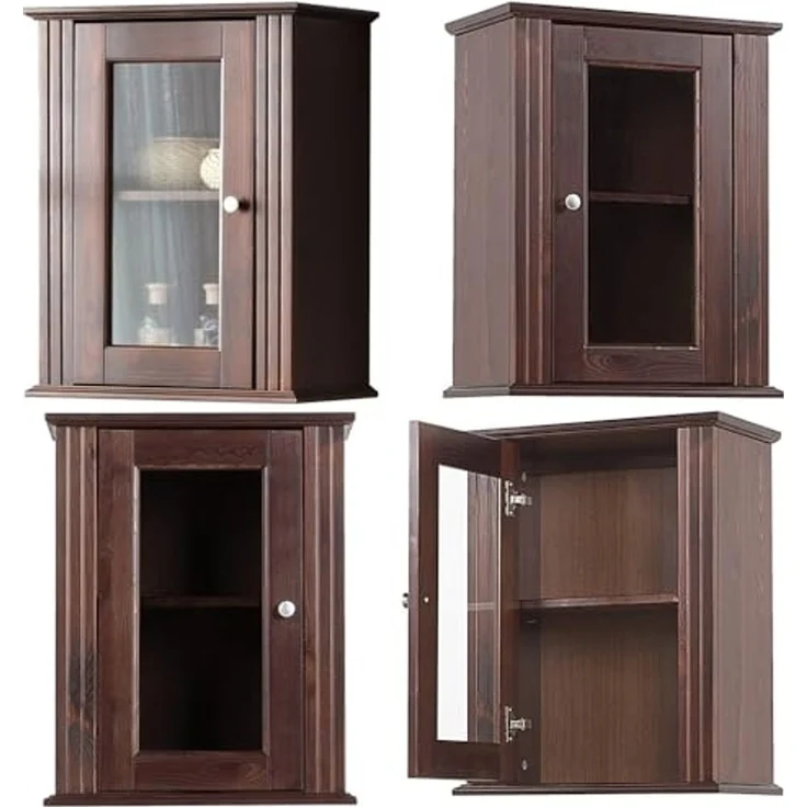 Lomadox Badmöbel-Set AVEIRO-56, (Spar-Set, 5-St), inkl. 65 cm Keramik-Waschbecken Pinie Massivholz braun 226/180/44 cm – Bild 7