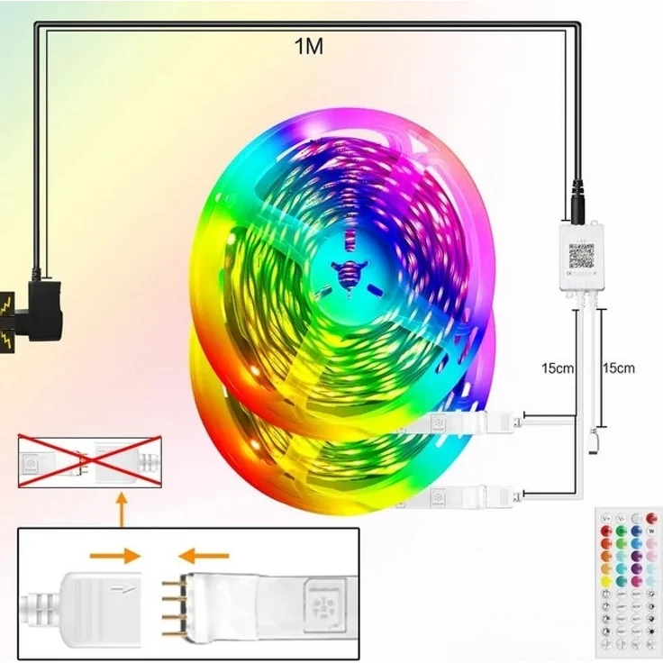 Nettlife LED Stripe Selbstklebend RGB APP-Steuerung 10/20/30m Lichtband Streifen, Timer-Funktion für Musikzimmer, Spielzimmer, Wohnzimmer, Flur – Bild 4