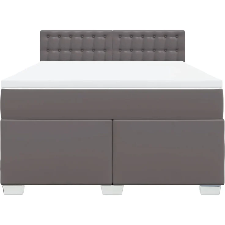 vidaXL Boxspringbett mit Matratze Grau 140x200 cm Kunstleder 3288426 – Bild 6