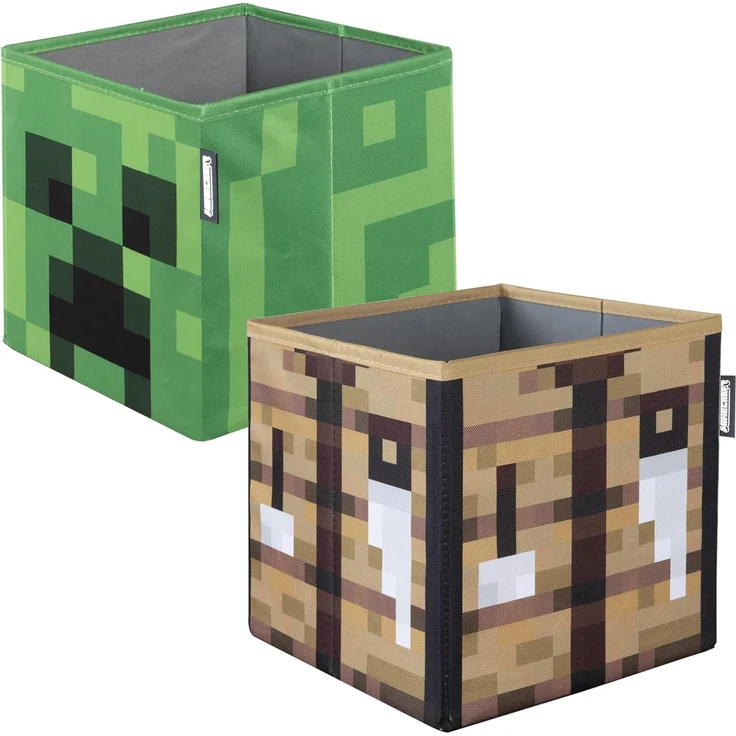 MINECRAFT - Aufbewahrungsboxen im 2er Set, faltbare Stoffboxen mit Stauraum, Creeper Design – Bild 3