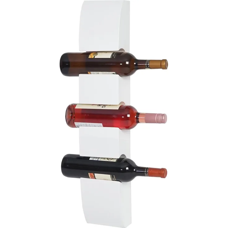 Weinregal Colmar, Flaschenregal Wandregal Holz-Flaschenhalter, für 3 Flaschen 54x13x9cm ~ weiß