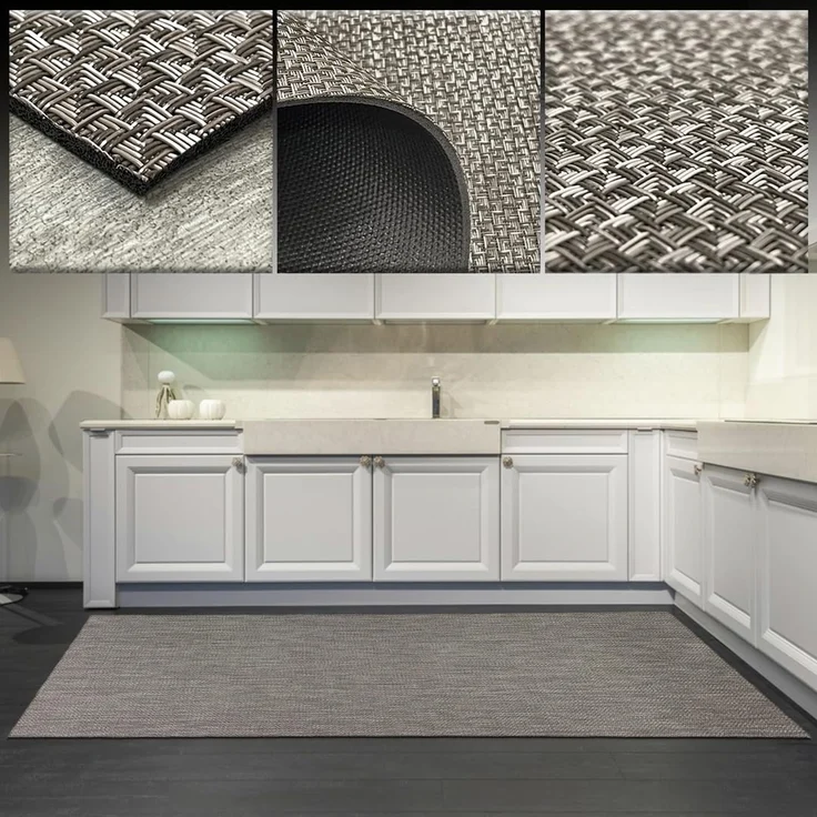 TADI & Imperio Geflochtener Vinylteppich | Für Wohnzimmer, waschbar, Outdoor, Küche, Flur