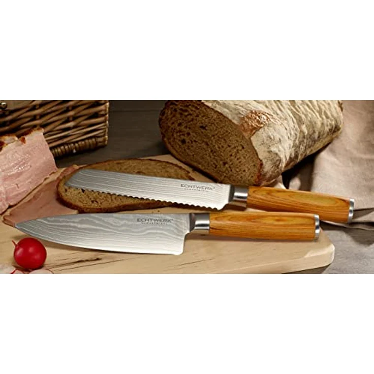 ECHTWERK Messer-Set Damaszener (Set, 5-tlg), Küchenmesser-Set mit Holzgriffen in natürlicher Optik – Bild 9