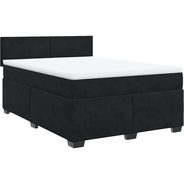 vidaXL Boxspringbett mit Matratze Schwarz 140x190 cm Samt 3288602 – Bild 3