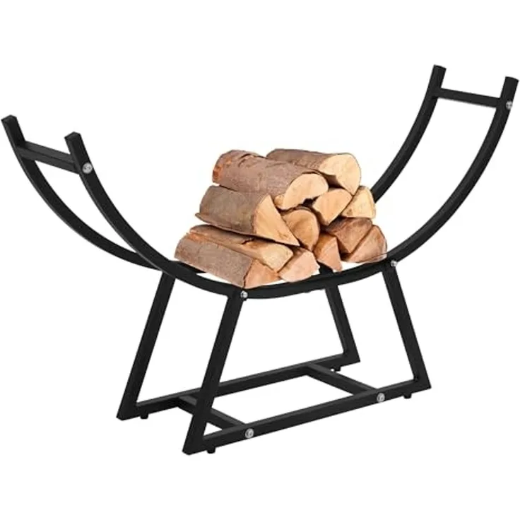 ML-DESIGN Kaminholzregal Indoor Feuerholzregal Schale für Brennholz Design Kaminholzlager, BxTxH:94x21x55 cm, Brennholzregal U-förmig für Kantholz aus pulverbeschichtetem Stahl