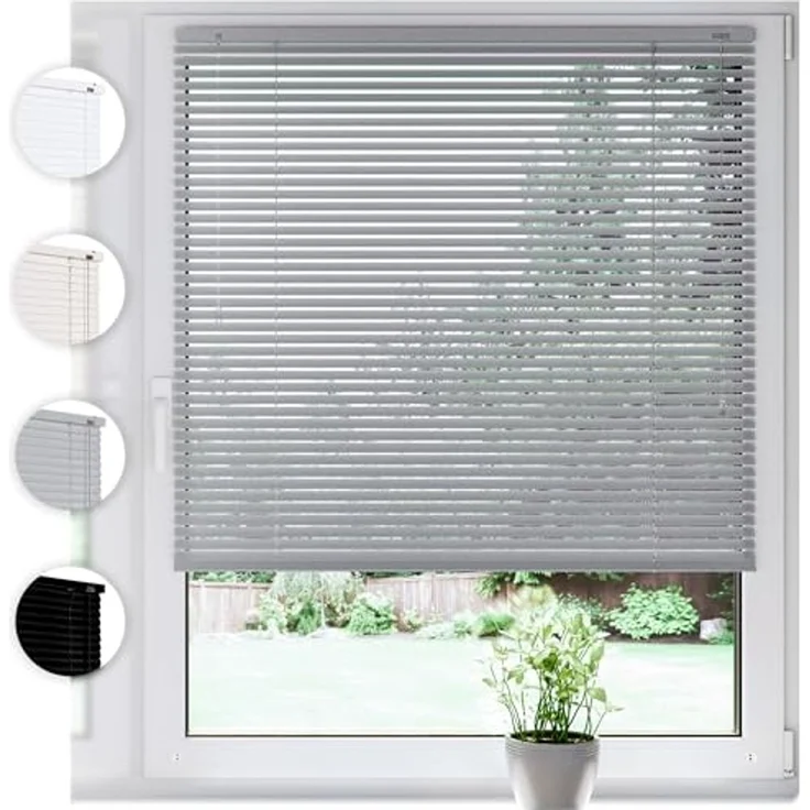 Sonello Jalousie Klemmfix ohne u. mit Bohren 30cm x 100cm Silber Aluminium Jalousette, Klemmfix, Inkl. Halterung für Decken- u. Wandmontage Alu Jalousie Fenster u. Tür, Blickdicht freihängend – Bild 1