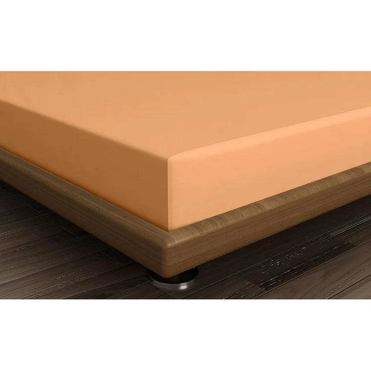 L'essentiel Maison 'Pale Orange' Ranforce Spannbettlaken Double XL (FR) (IT) (ES) (DE), Hellorange, 200+30 x 140 cm – Bild 2