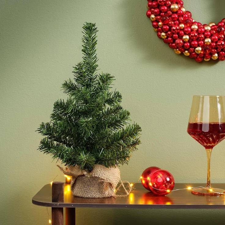Künstlicher Weihnachtsbaum im Jutesack 35 cm Tannenbaum Christbaum Dekobaum – Bild 2