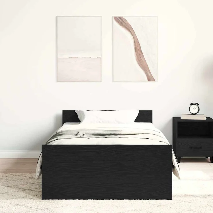 vidaXL Bettgestell ohne Matratze Schwarz Eichen-Optik 75x190 cm 862312 – Bild 3