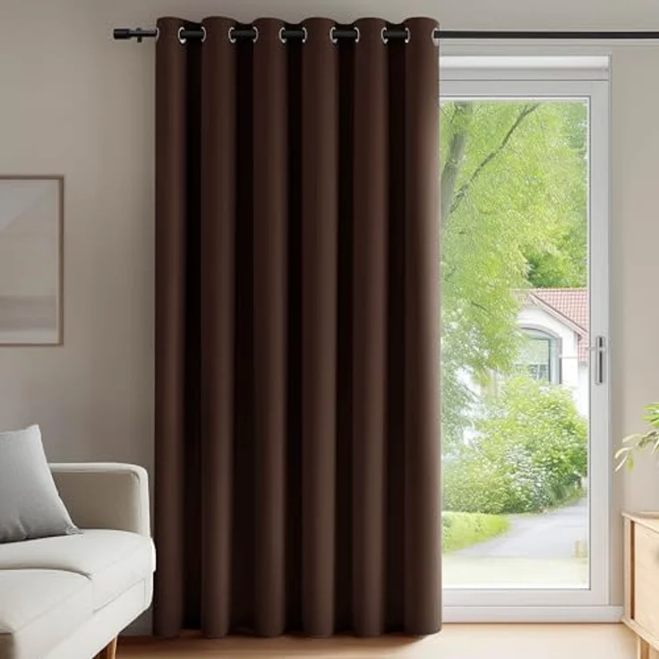 Deconovo Abdunklungsvorhang Blickdichte Vorhänge Thermogardine Dunkelbraun | 1 Stück, H290 x B200 cm, Ösenschal, Abdunkelnd, Kälteschutz und Hitzeschutz, Vorhang für Schlafzimmer, Sichtschutz, UV-Schutz – Bild 1