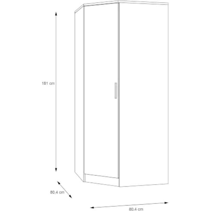 Forte Panama Eck-Kleiderschrank 80, moderner Drehtürenschrank, 1-türig, Stauraumlösung, Holzwerkstoff, Riviera Eiche Holzdekor, 80,4 cm breit x 181 cm hoch x 80,4 cm tief – Bild 2