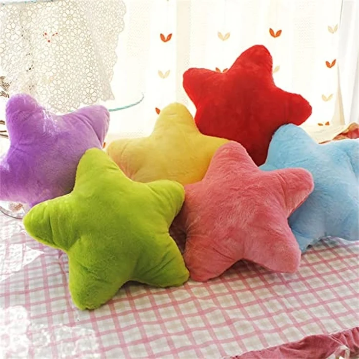 38 cm Kuschelkissen Kinder Sternkissen Weiche Flauschige Sternform Zierkissen Sofakissen, Plüsch Kissen Dekokissen für Kinderzimmer Schlafzimmer Deko (Rot) – Bild 2