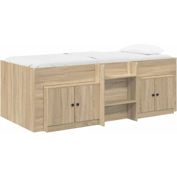 vidaXL Loft Bettgestell mit Schrank 3 Stk. Sonoma-Eiche Holzwerkstoff 3423360 – Bild 2