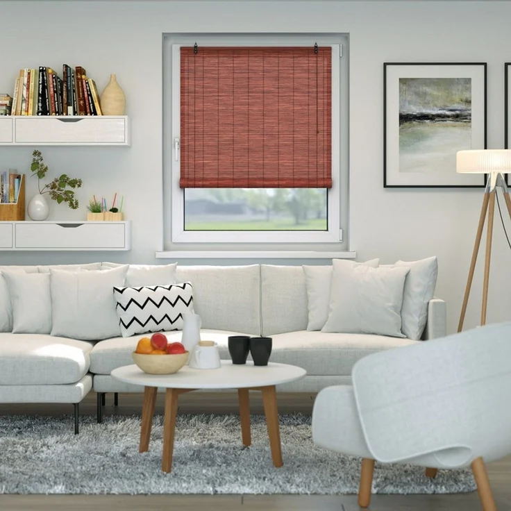 Rollo Bambusrollo, 40 x 130 cm, kirsche, Victoria M, verdunkelnd, ohne Bohren, freihängend, verschraubt, ohne Bohren, zum Schrauben – Bild 2
