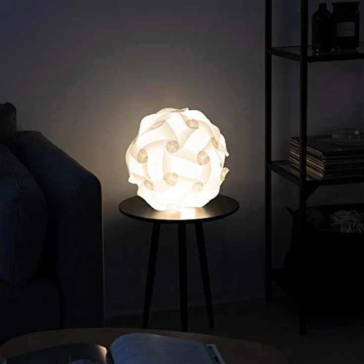 kwmobile DIY Puzzle Lampe, Deckenlampe Pendelleuchte mit 30 Lampenteilen, min. 15 Designs, Ø 27 cm, Größe M, in Weiß – Bild 4
