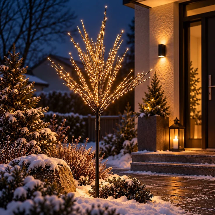 LED Baum 150cm 450 LEDs warmweiß Timer batteriebetrieben IP44 Dekobaum – Bild 1