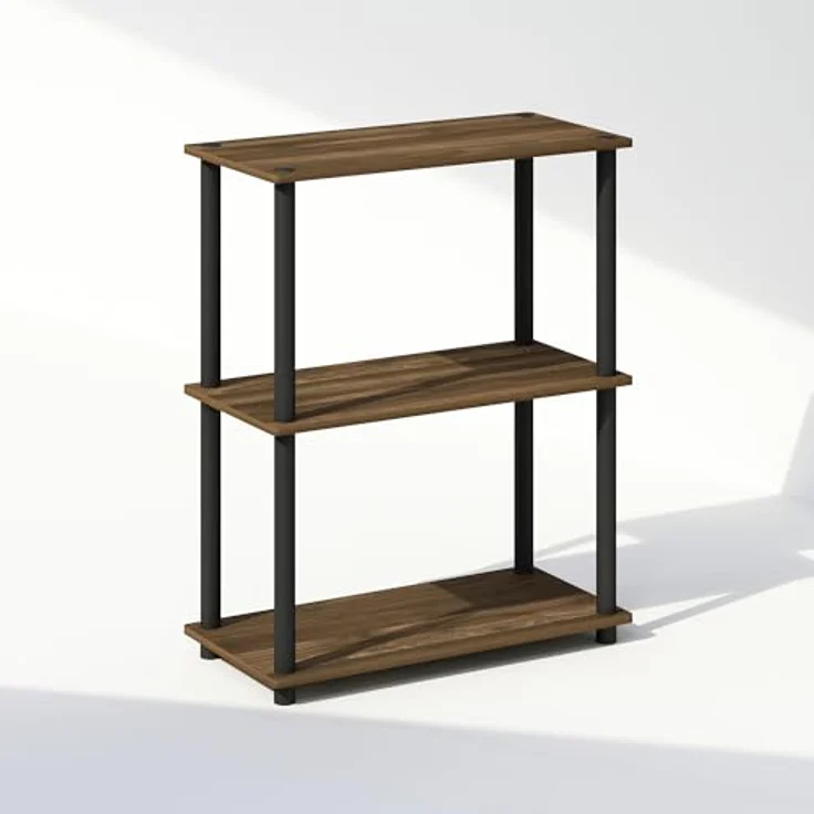 Furinno Turn-N-Tube 3-stufiges, kompaktes Mehrzweck-Präsentationsregal, Regaleinheit, Bücherregal, Columbia Walnuss/Schwarz – Bild 2