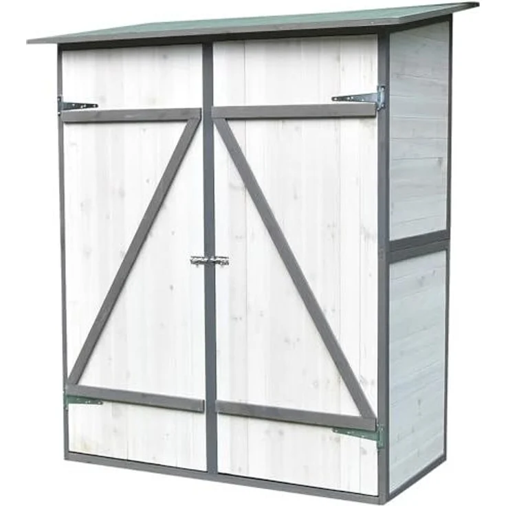 XXL Geräteschuppen Weiß/Grau Gerätehaus Holz Geräteschrank Gartenschrank – Bild 5