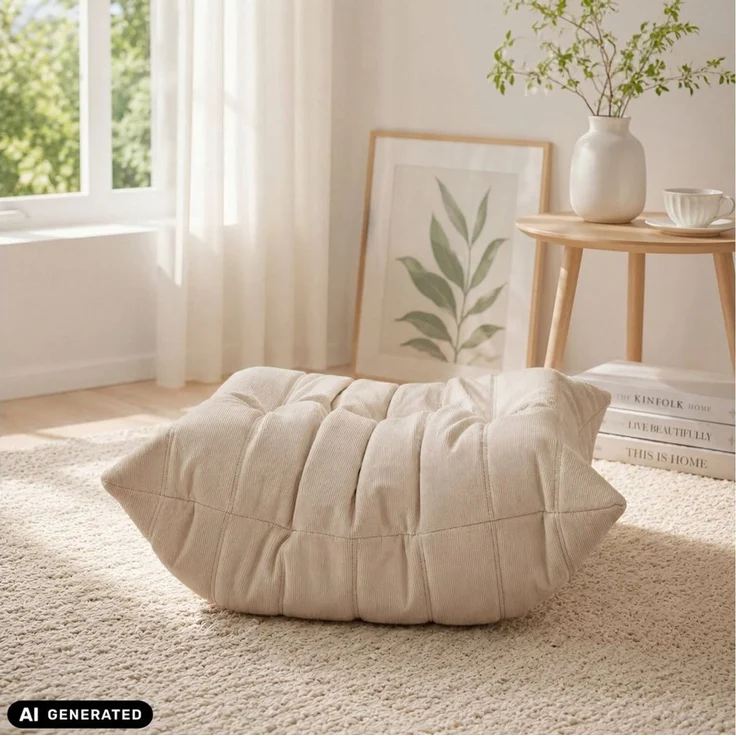 hjh LIVING Sitzsack Sitzolo Podi Relaxsessel H/B/T:, Sitzsack Pouf Bodensofa aus Cord mit Schaumstoff Füllung Fußhocker – Bild 3