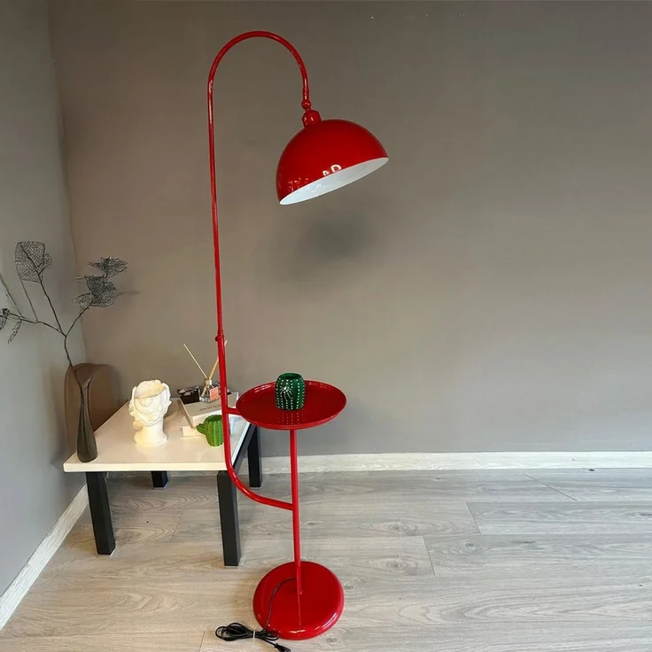 Bamyum Stehlampe Moderne Stehlampe aus Metall mit E27, verstellbarer Lampenschirm, ohne Leuchtmittel, E27, verstellbarer Lampenschirm, Stehluchte mit Ablage – Bild 5