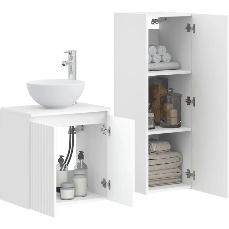 vidaXL Badezimmerschrank-Set 2 stk. Hochglanz Weiß 33 x 34,5 x 100 cm 3406117 – Bild 3